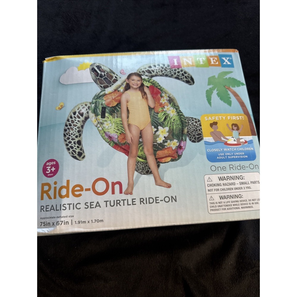 Intex Inflatable Ride on Sea Turtle Kids Swimming Pool Float Beach Rider Toy - Picture 2 of 2